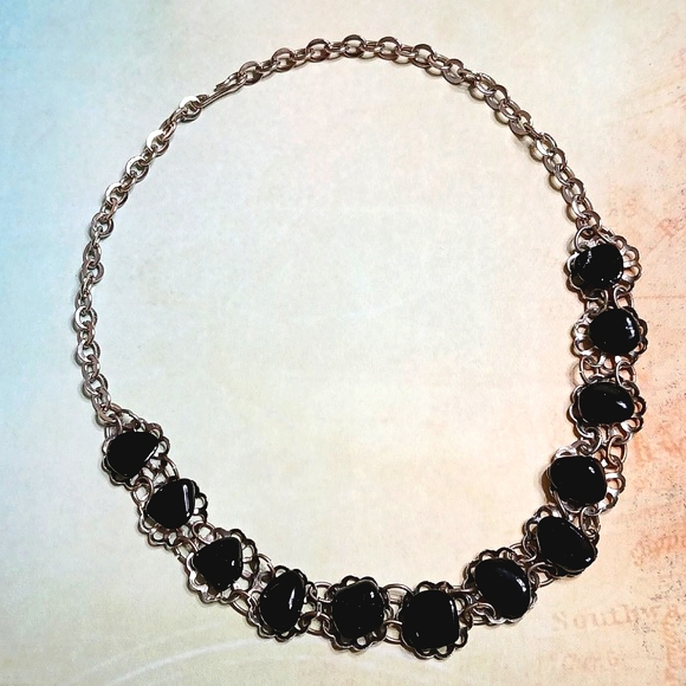 Vintage Onyx & Silver Necklace